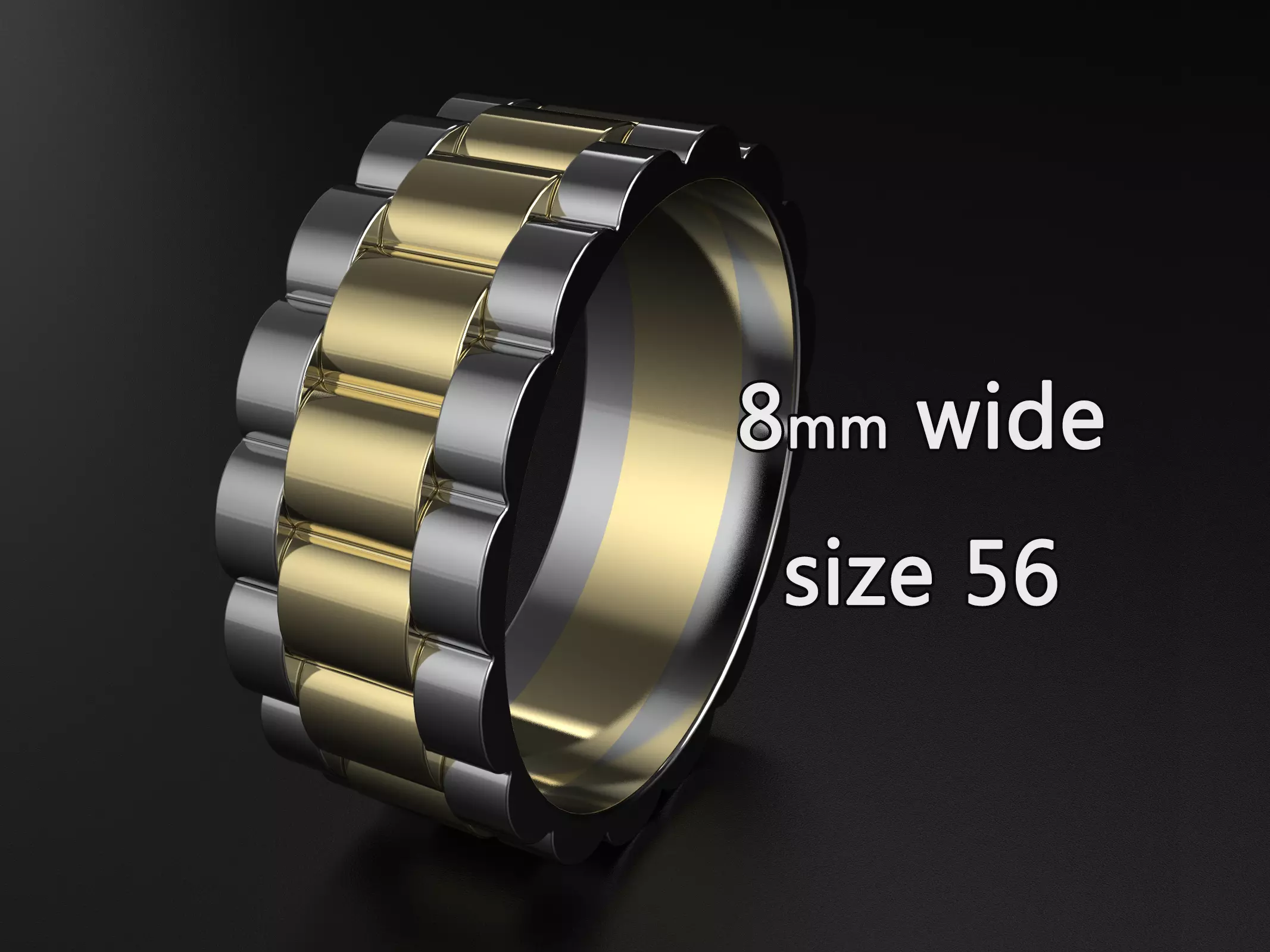 wideng  ring two tone 8mm wide size 56 3D print model_0