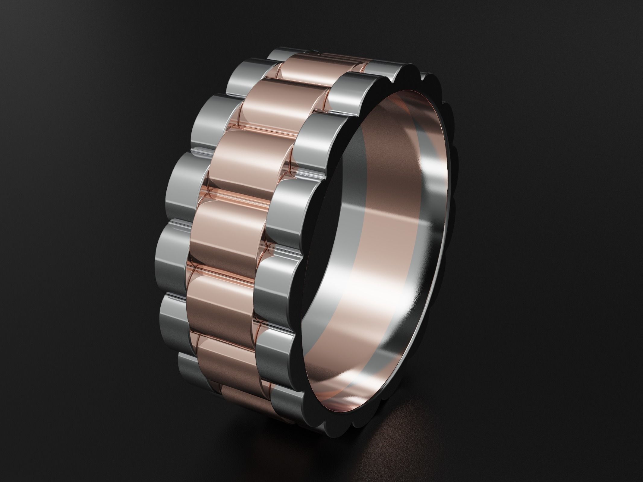 wideng  ring two tone 8mm wide size 56 3D print model_8
