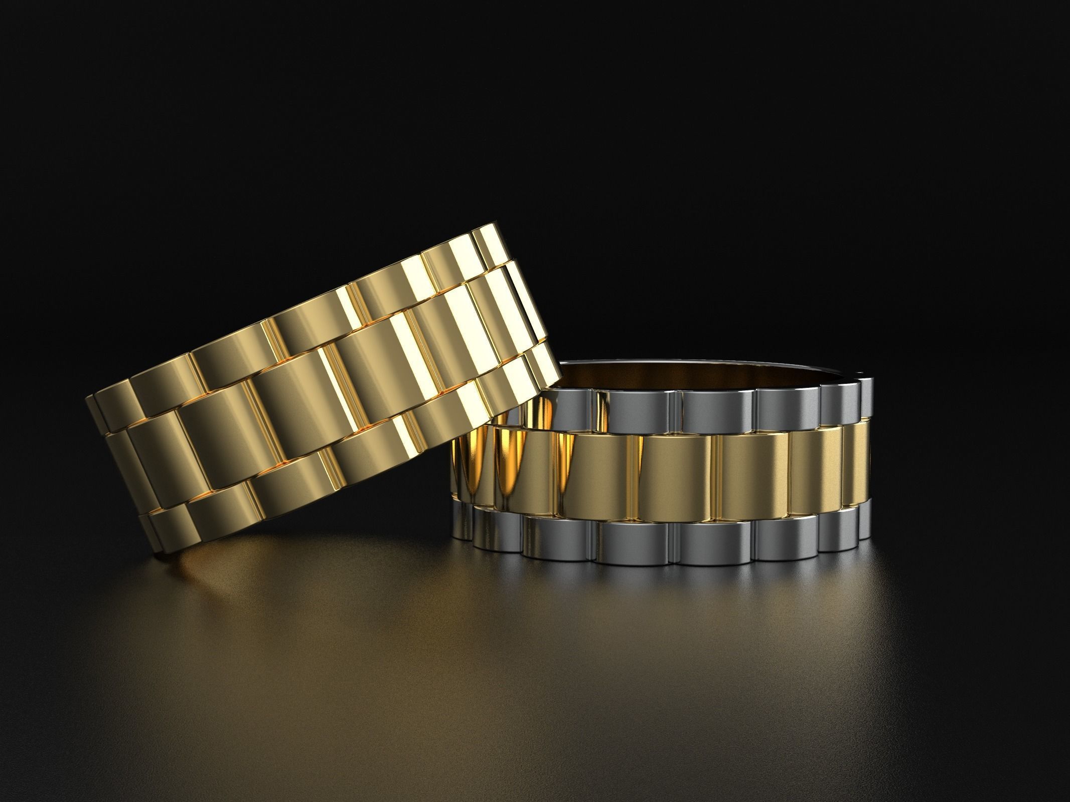 wideng  ring two tone 8mm wide size 56 3D print model_14