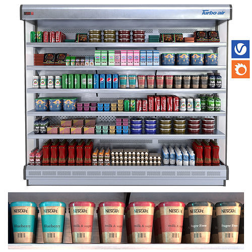 commercial display refrigerator of shops - NO- 04 Low-poly 3D model 5