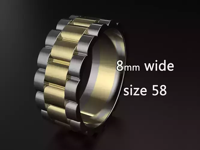 wideng  ring two tone 8mm wide size 58