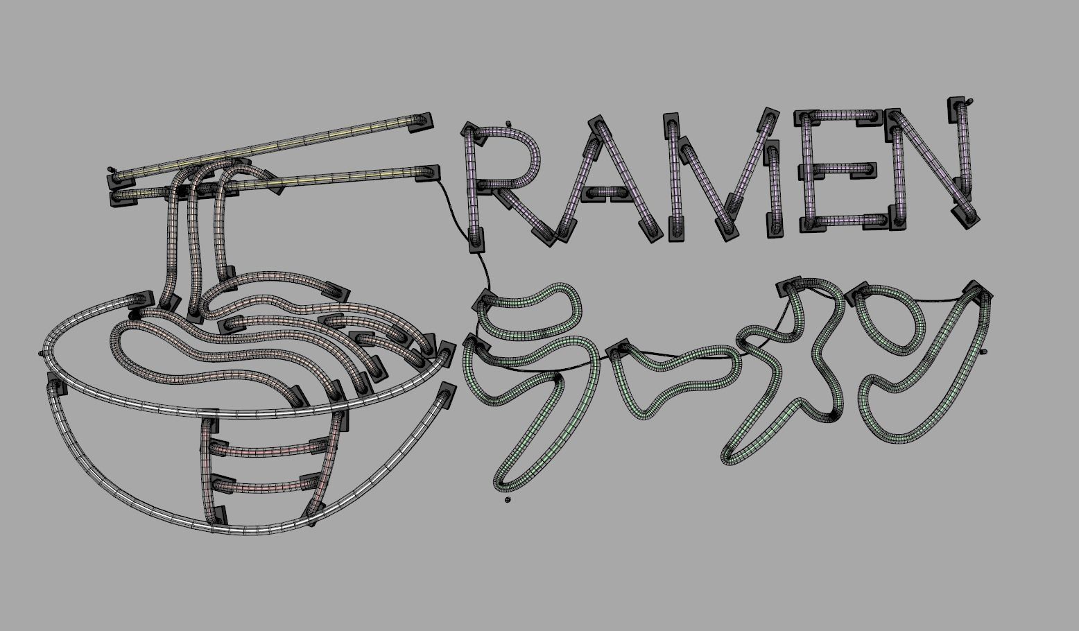 Ramen 2 - Neon Sign 3D model_6
