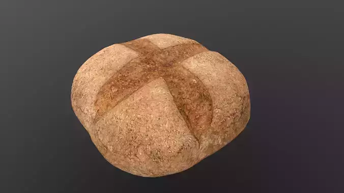 Round Rye Bread AR VR PBR  Lowpoly with game ready 3d Model