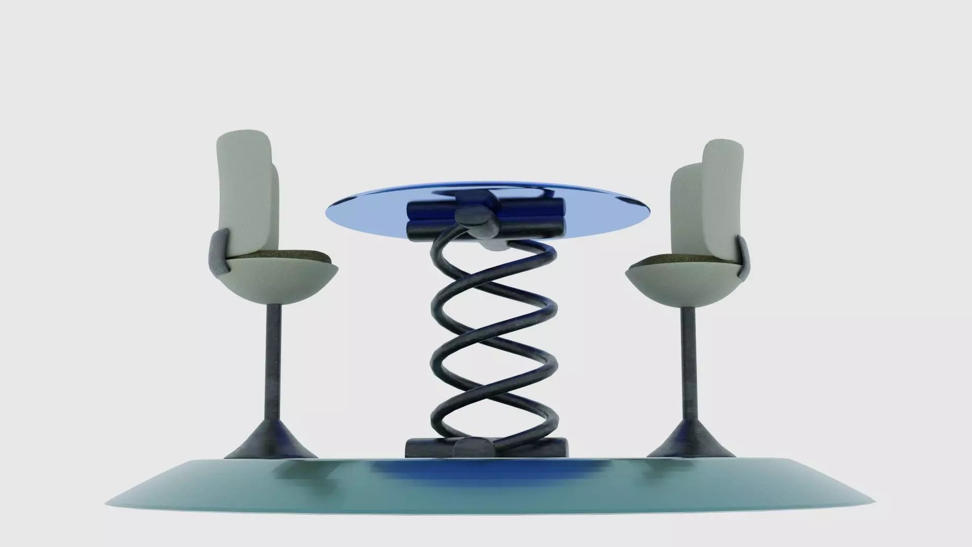 Glass table and chair Free low-poly 3D model
