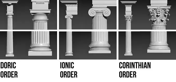 Roman Architectural Pillar Orders 3D Model Collection