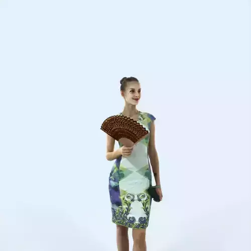 Beauty 07L Holding Fan Casual Woman