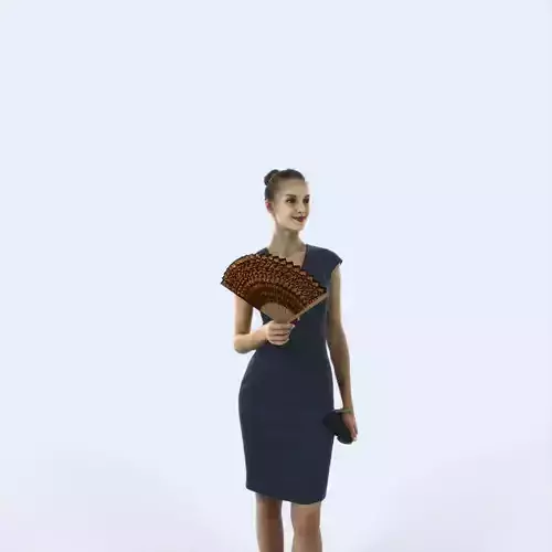 Beauty 07E Holding Fan Casual Woman