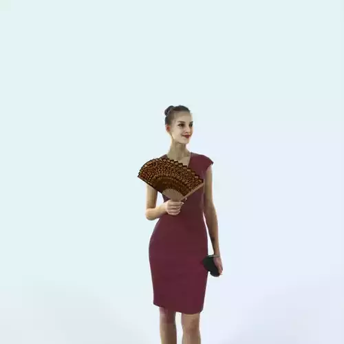 Beauty 07D Holding Fan Casual Woman