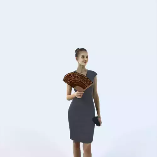 Beauty 07C Holding Fan Casual Woman