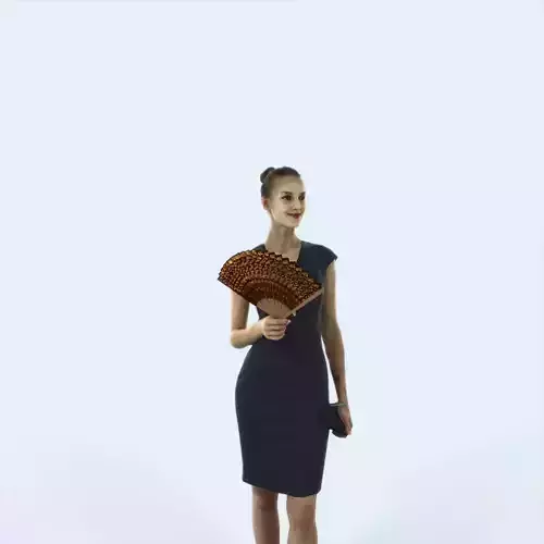 Beauty 07A Holding Fan Casual Woman