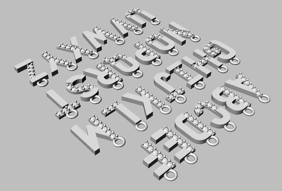 Diamond Alphabet Pendants - 9mm 3D print model_14