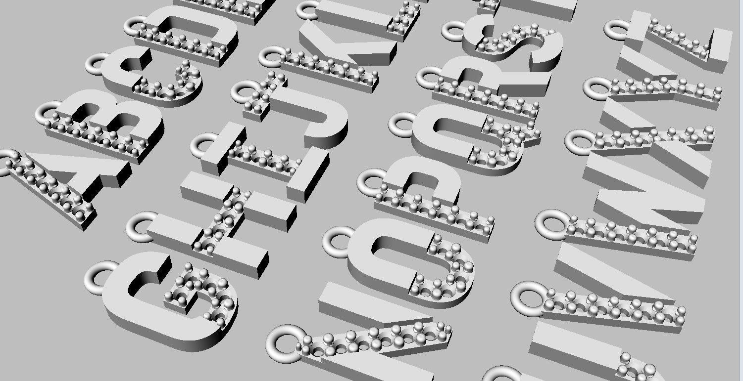 Diamond Alphabet Pendants - 9mm 3D print model_20