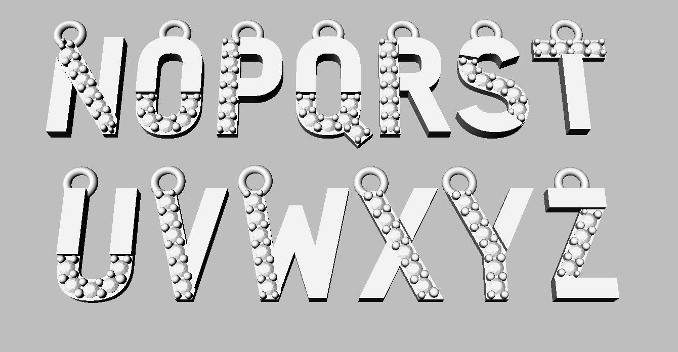 Diamond Alphabet Pendants - 9mm 3D print model_19