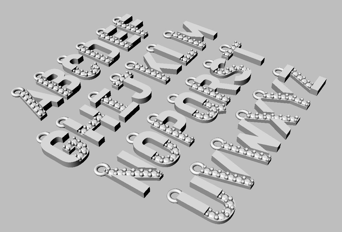 Diamond Alphabet Pendants - 9mm 3D print model_12