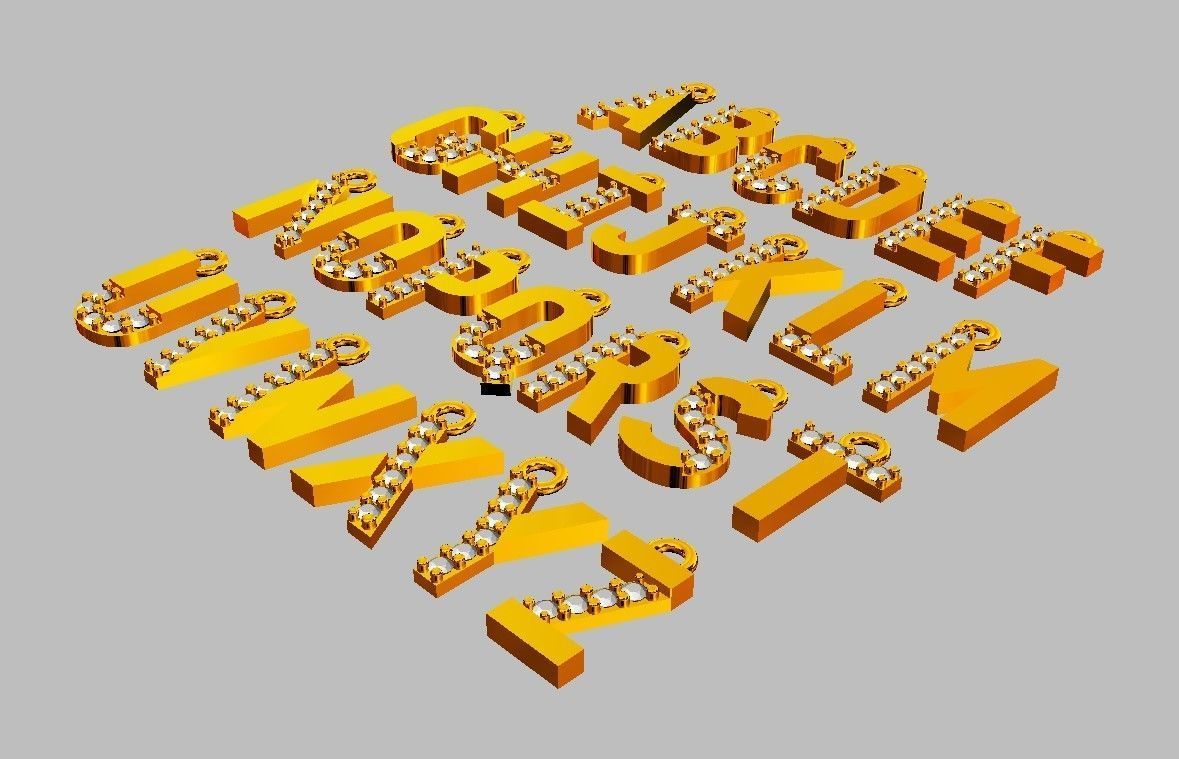 Diamond Alphabet Pendants - 9mm 3D print model_7