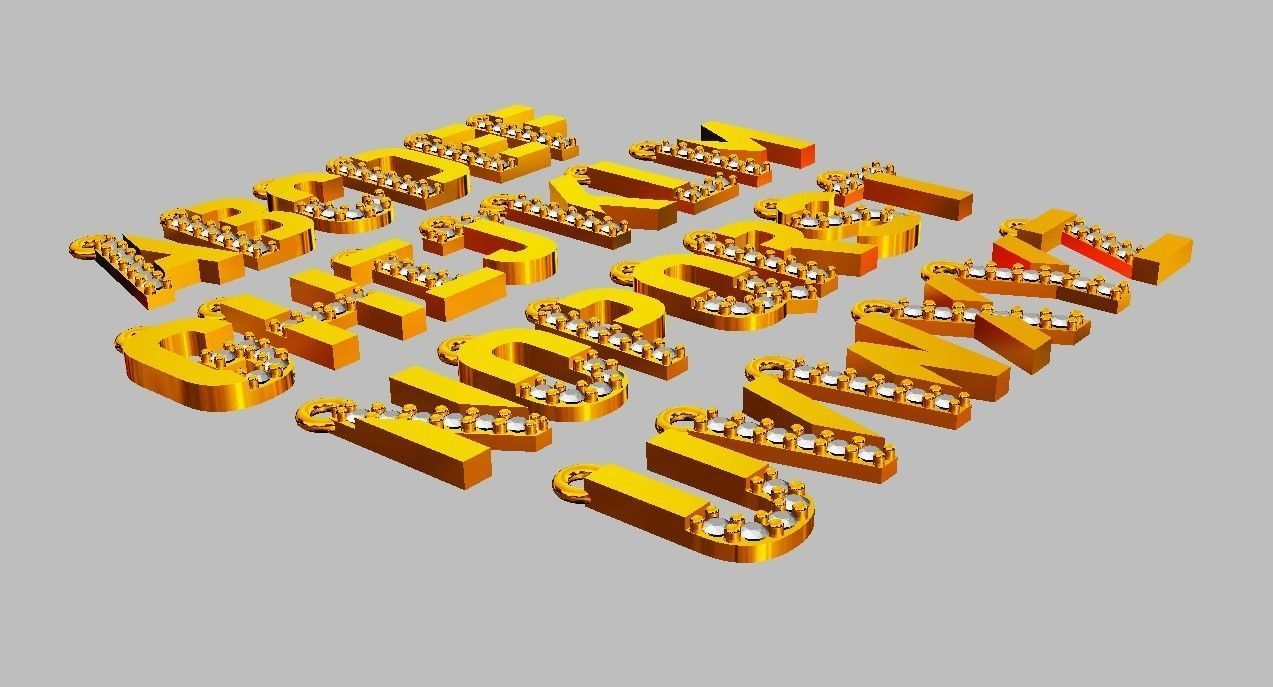 Diamond Alphabet Pendants - 9mm 3D print model_8