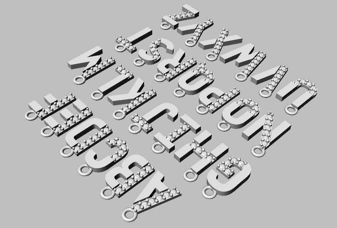 Diamond Alphabet Pendants - 9mm 3D print model_13