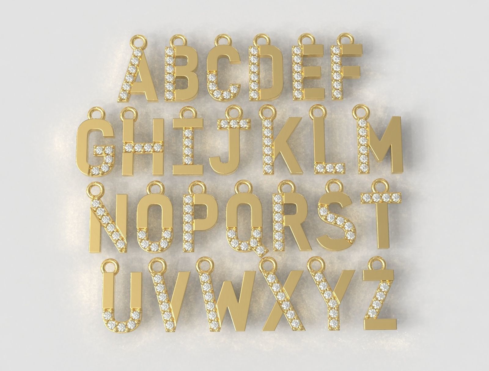 Diamond Alphabet Pendants - 9mm 3D print model_3