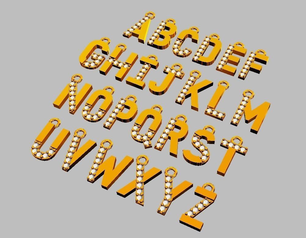 Diamond Alphabet Pendants - 9mm 3D print model_5