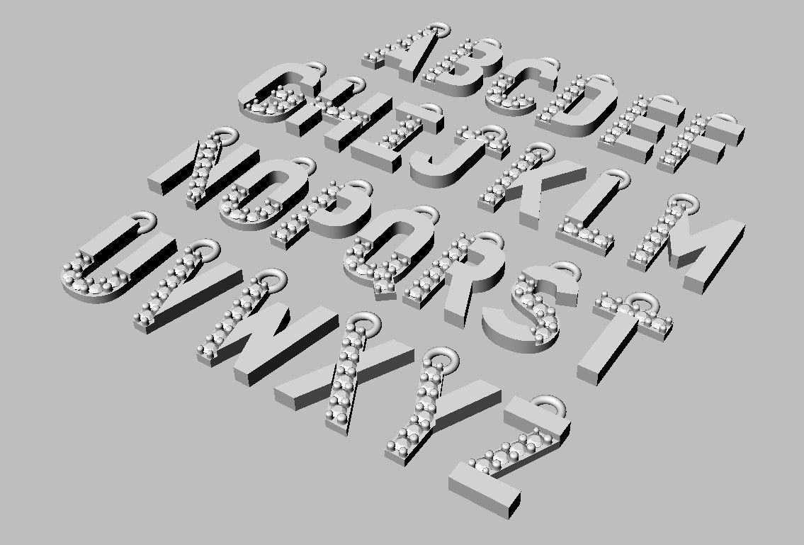 Diamond Alphabet Pendants - 9mm 3D print model_11