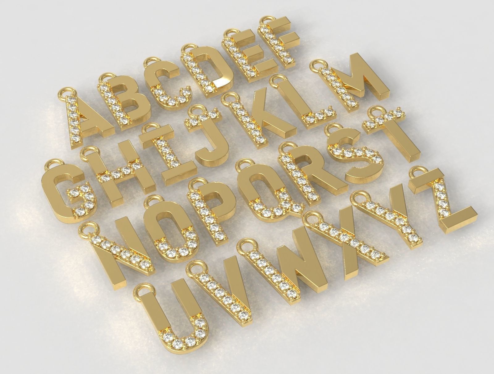 Diamond Alphabet Pendants - 9mm 3D print model_1