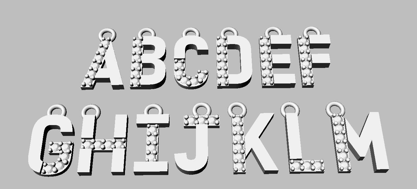 Diamond Alphabet Pendants - 9mm 3D print model_18