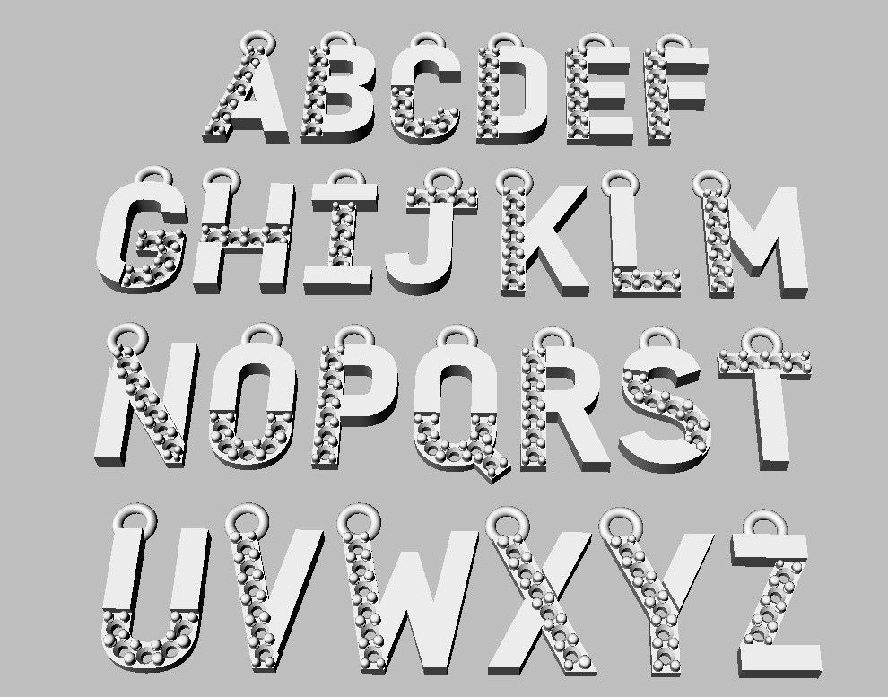 Diamond Alphabet Pendants - 9mm 3D print model_22
