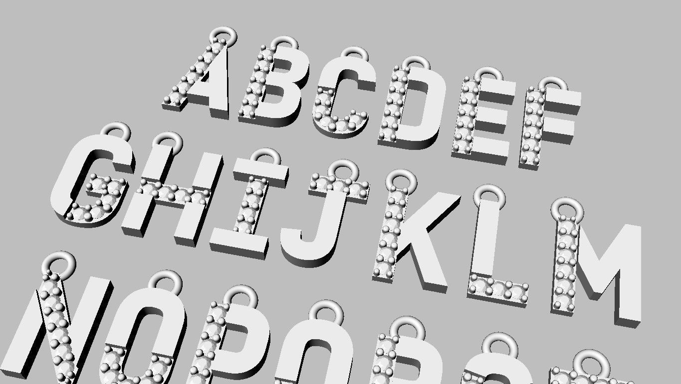 Diamond Alphabet Pendants - 9mm 3D print model_16
