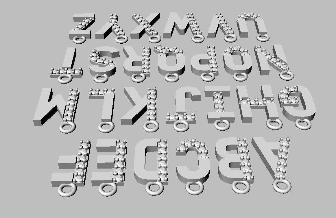 Diamond Alphabet Pendants - 9mm 3D print model_15