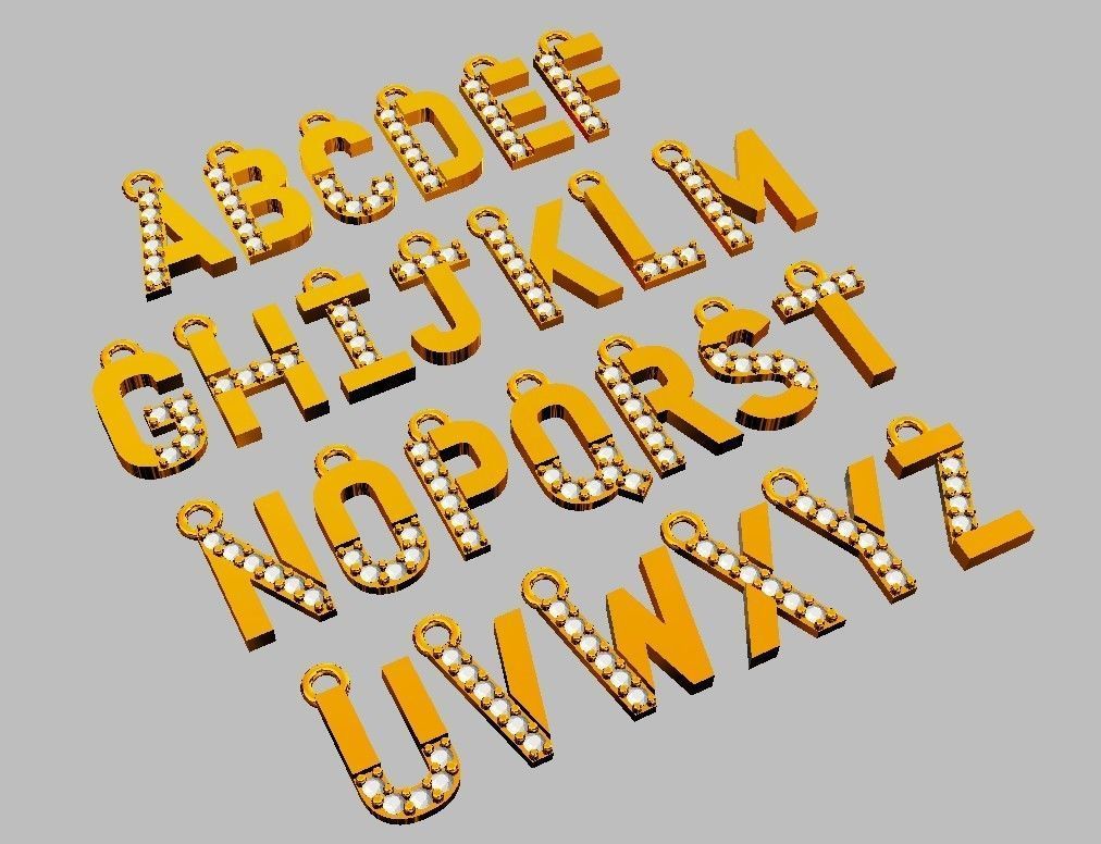 Diamond Alphabet Pendants - 9mm 3D print model_6