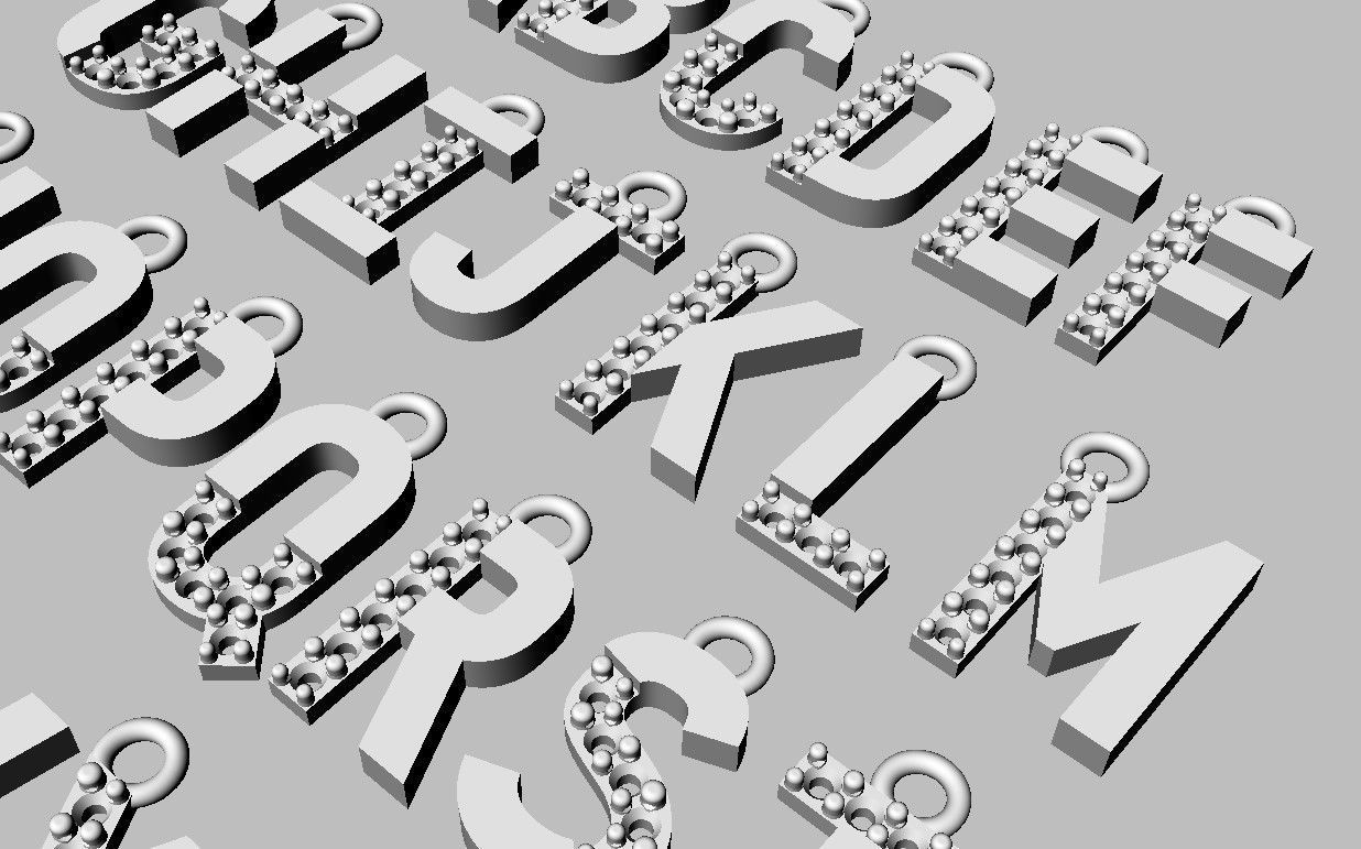 Diamond Alphabet Pendants - 9mm 3D print model_21