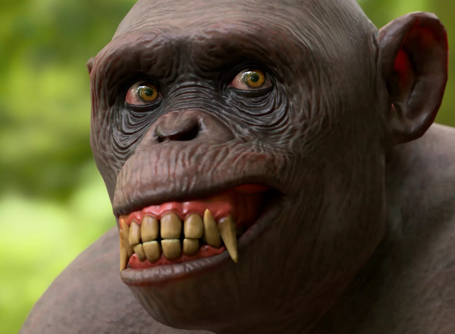 Rigged Hairless Chimpanzee Low-poly 3D model Low-poly 3D model_0