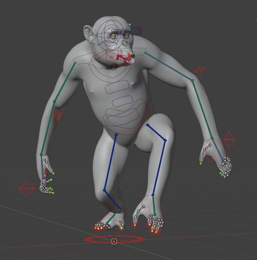Rigged Hairless Chimpanzee Low-poly 3D model Low-poly 3D model_16