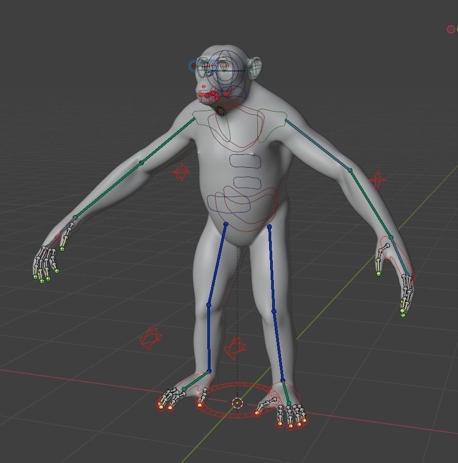 Rigged Hairless Chimpanzee Low-poly 3D model Low-poly 3D model_17