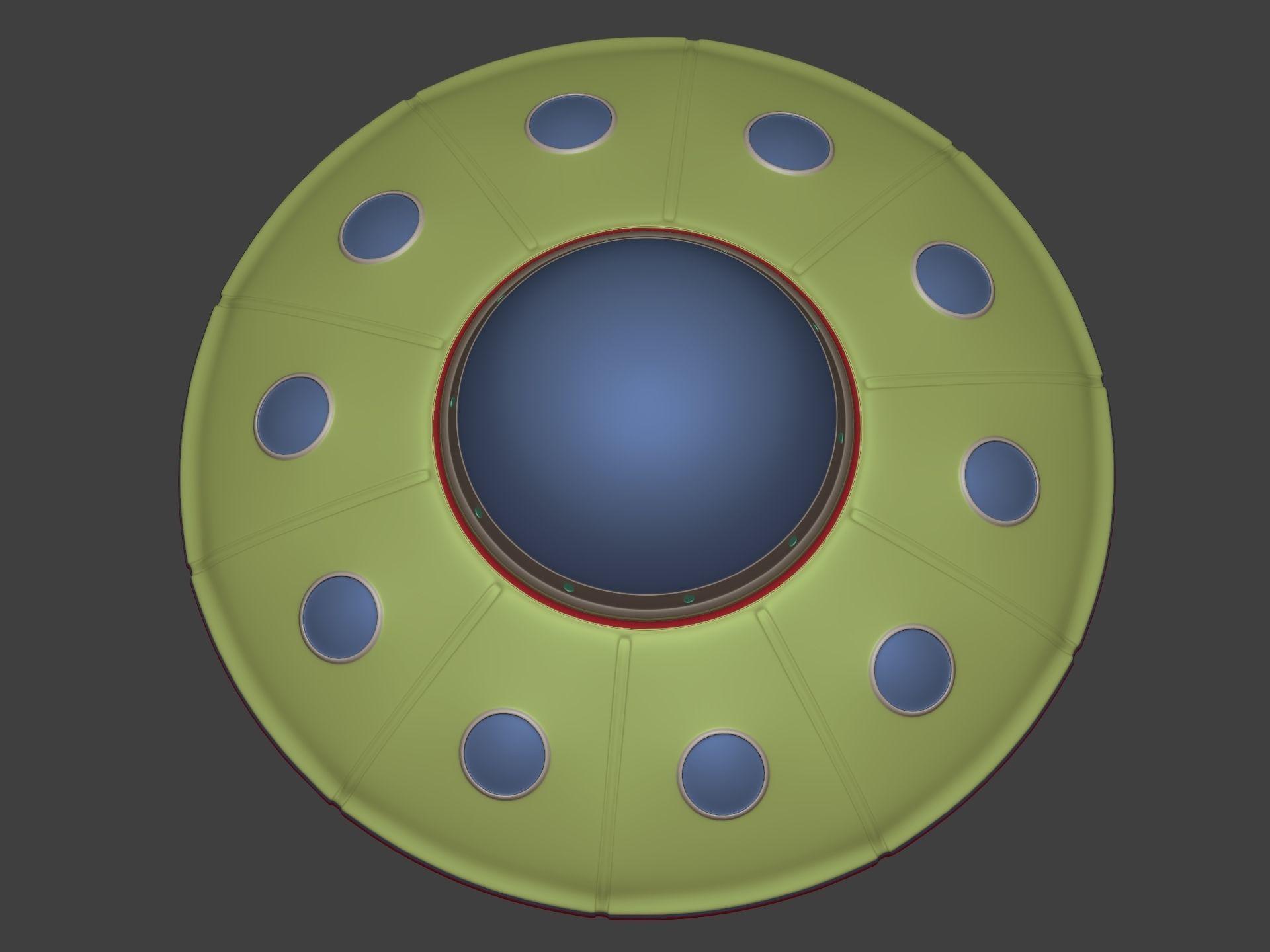 Cartoon Flying Saucer - UFO - Alien Fantasy Vehicle Low-poly 3D model_5