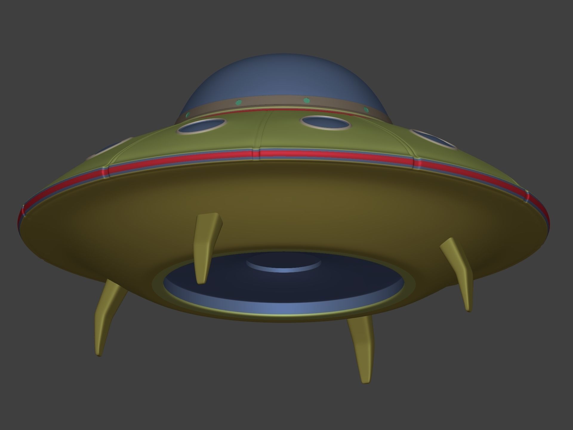 Cartoon Flying Saucer - UFO - Alien Fantasy Vehicle Low-poly 3D model_3