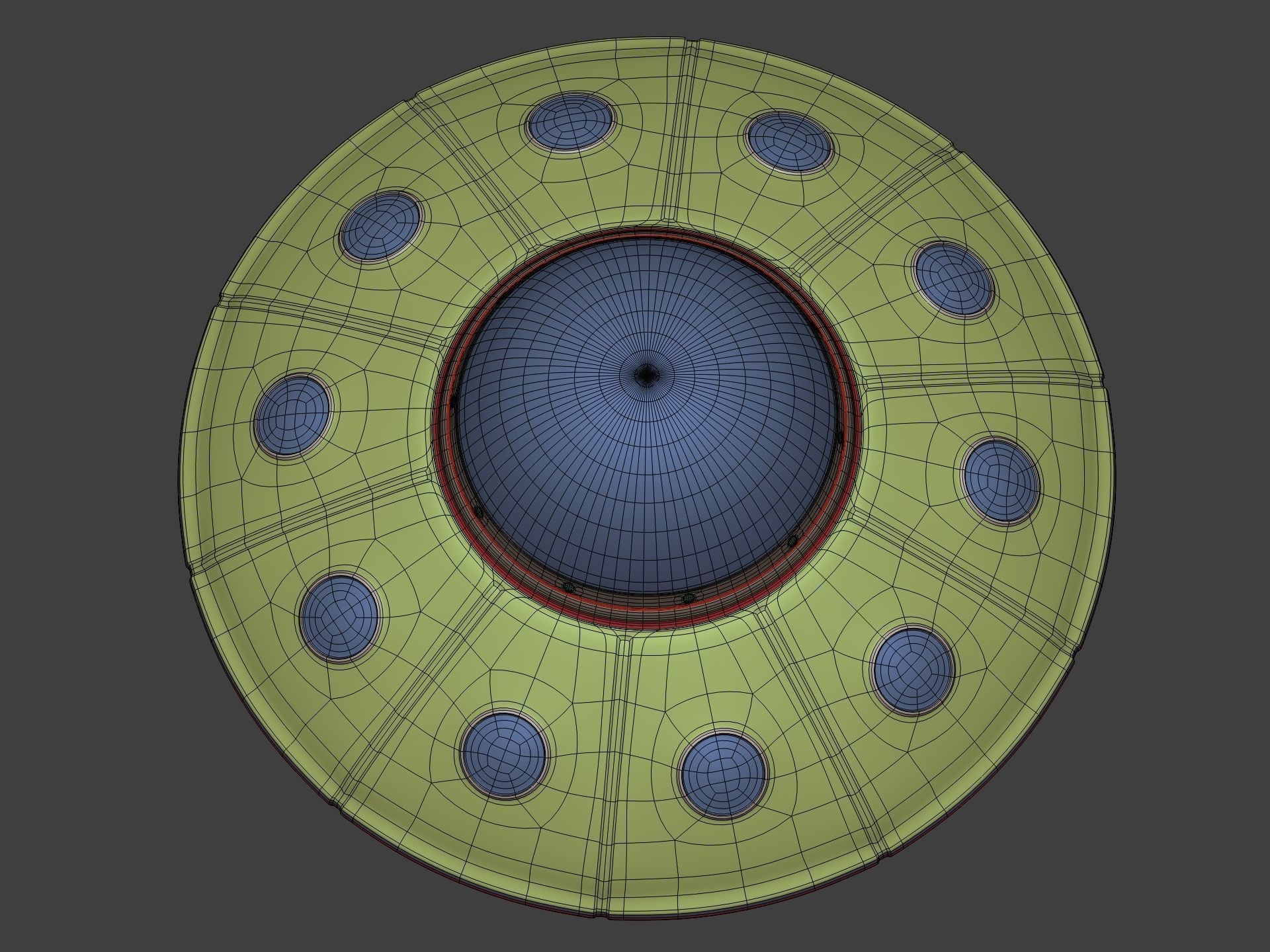 Cartoon Flying Saucer - UFO - Alien Fantasy Vehicle Low-poly 3D model_6