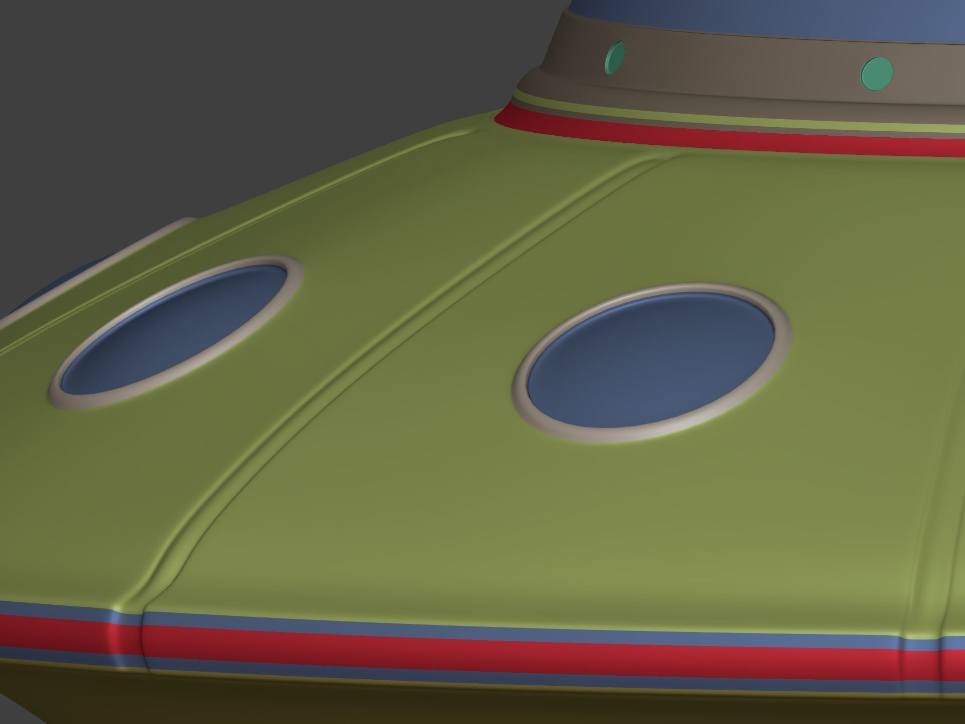 Cartoon Flying Saucer - UFO - Alien Fantasy Vehicle Low-poly 3D model_7