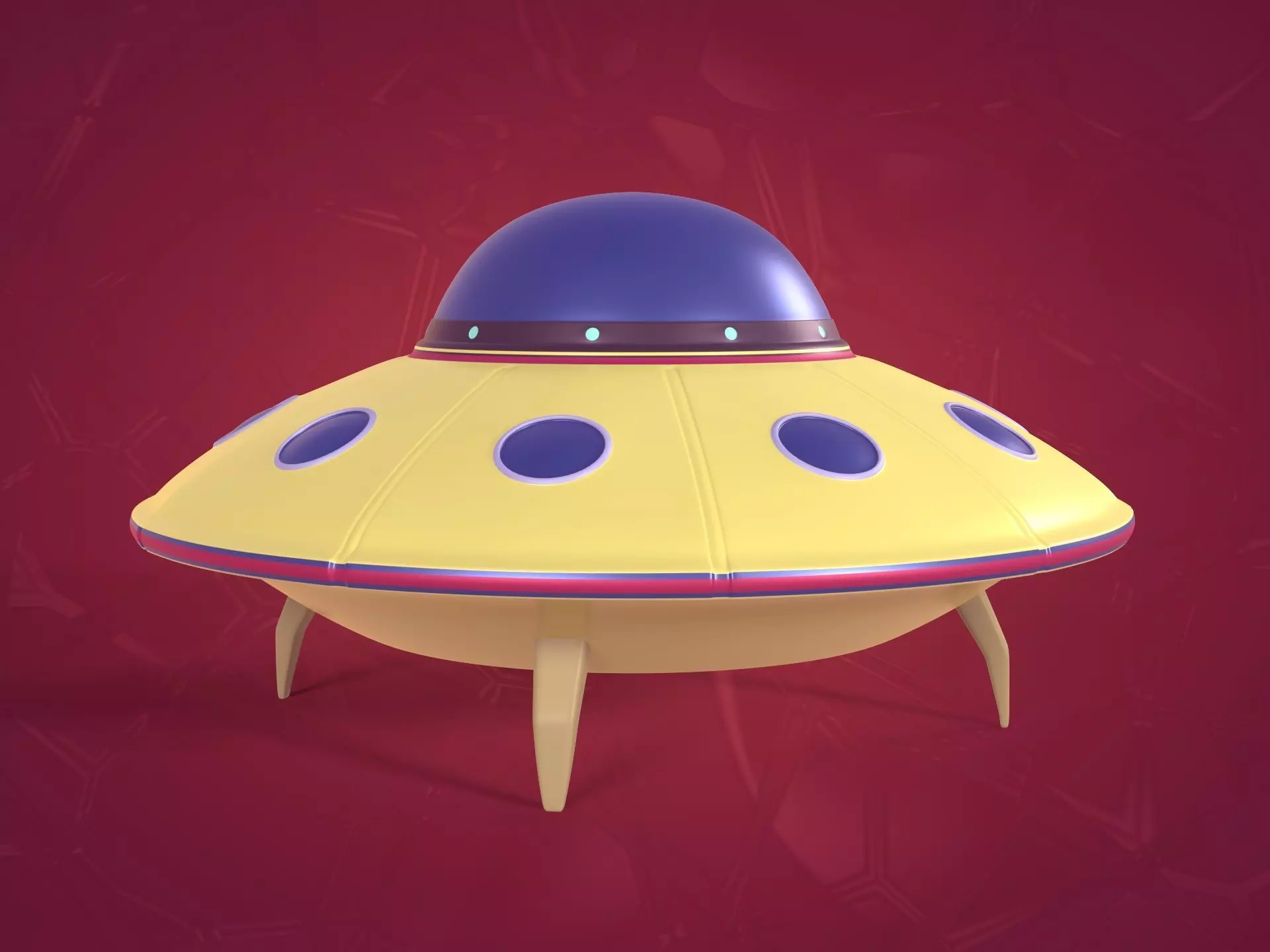 Cartoon Flying Saucer - UFO - Alien Fantasy Vehicle Low-poly 3D model_0