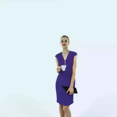 Beauty 08F Holding Coffee Cup Elegant Woman