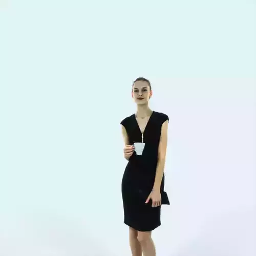 Beauty 08B Holding Coffee Cup Elegant Woman