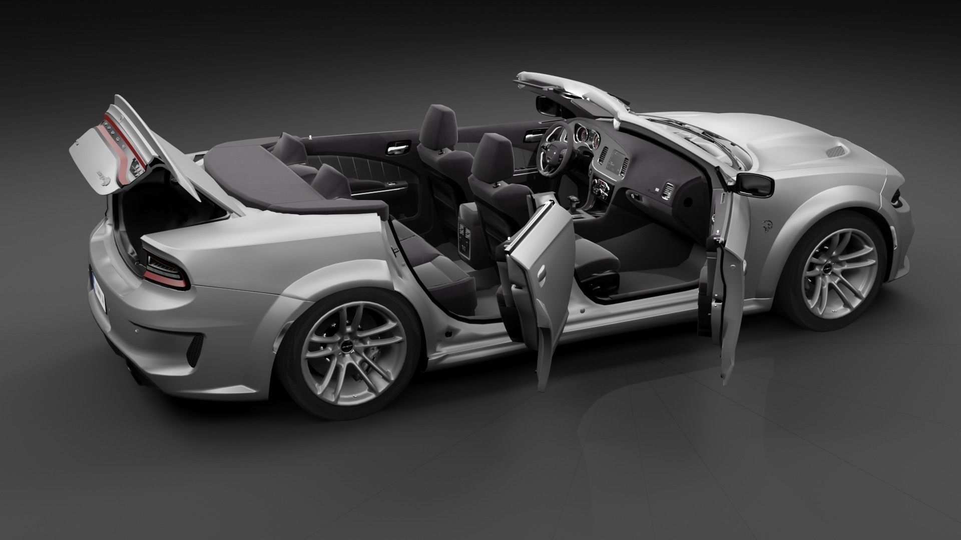 Dodge Charger Cabrio SRT Low-poly 3D model_8