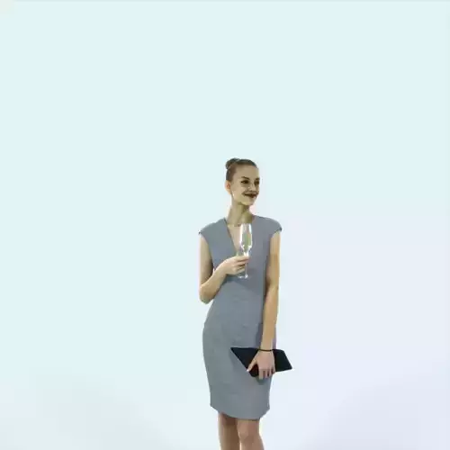 Beauty 09D Holding Champagne Glass Elegant Woman