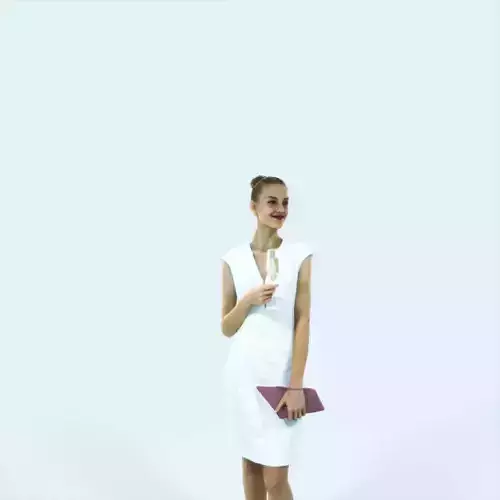 Beauty 09C Holding Champagne Glass Elegant Woman