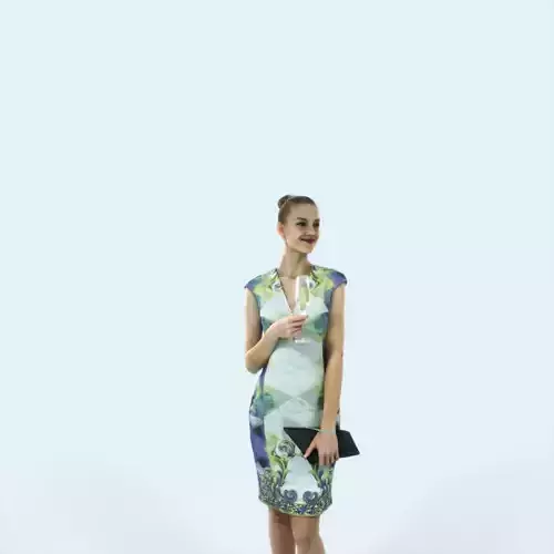 Beauty 09A Holding Champagne Glass Elegant Woman