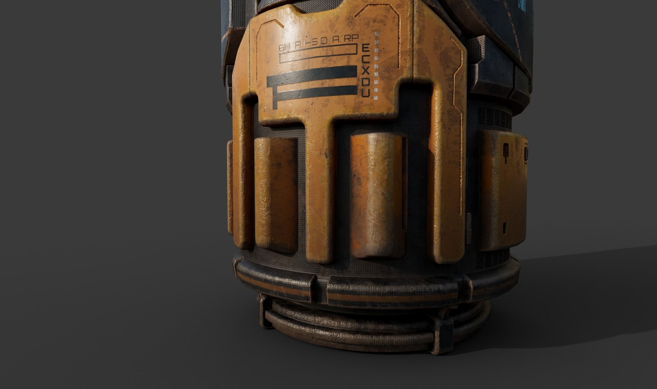Scifi Industrial Barrel Low-poly 3D model_7