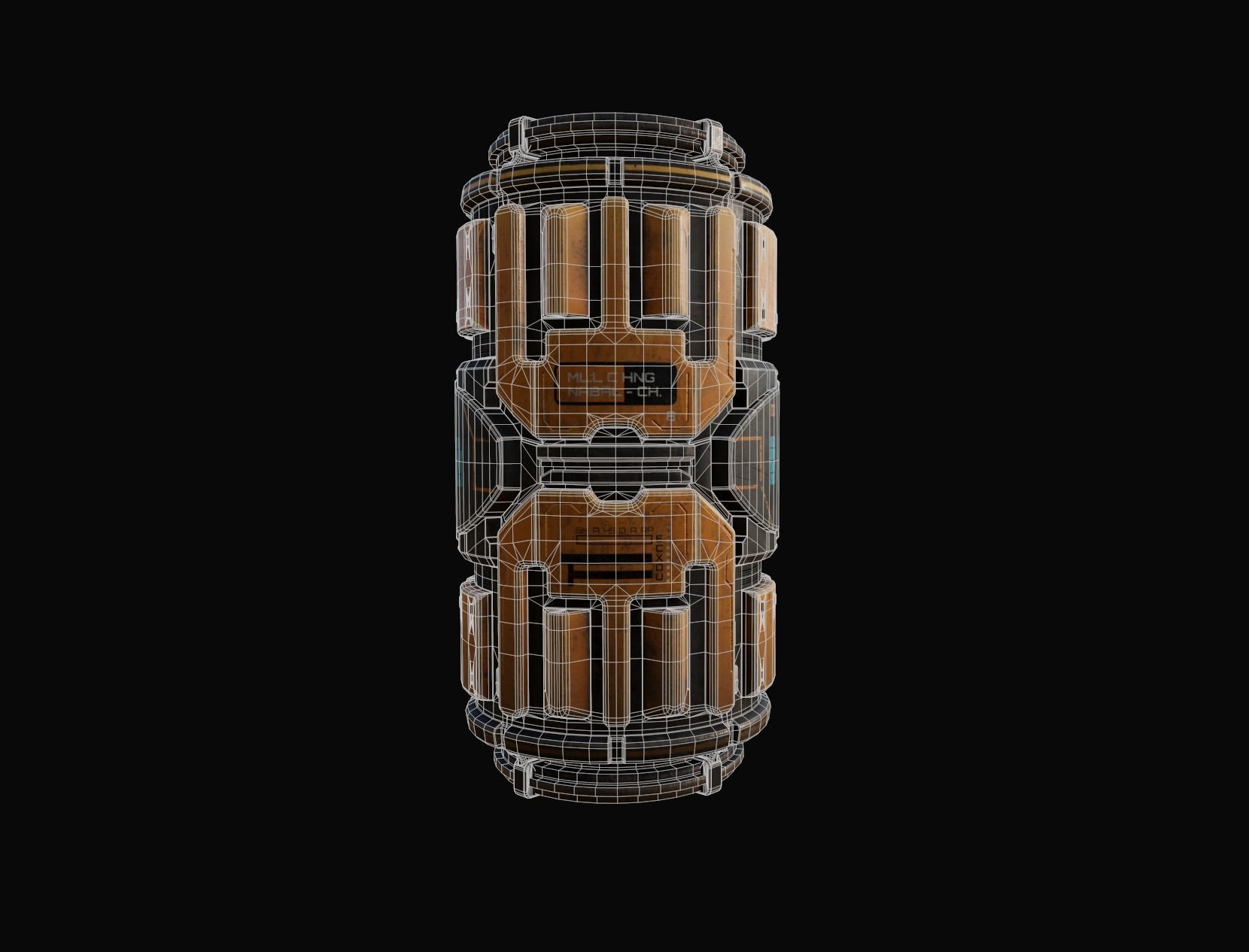 Scifi Industrial Barrel Low-poly 3D model_3