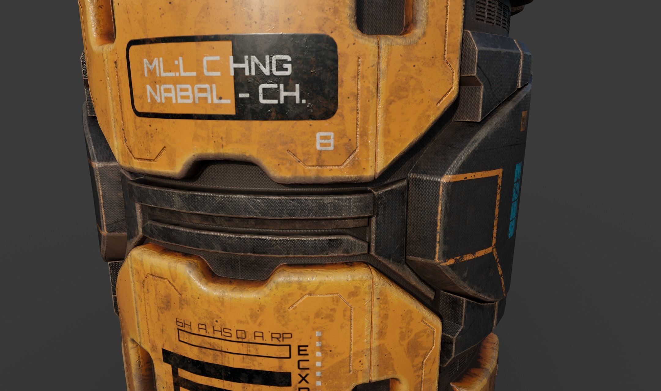 Scifi Industrial Barrel Low-poly 3D model_9