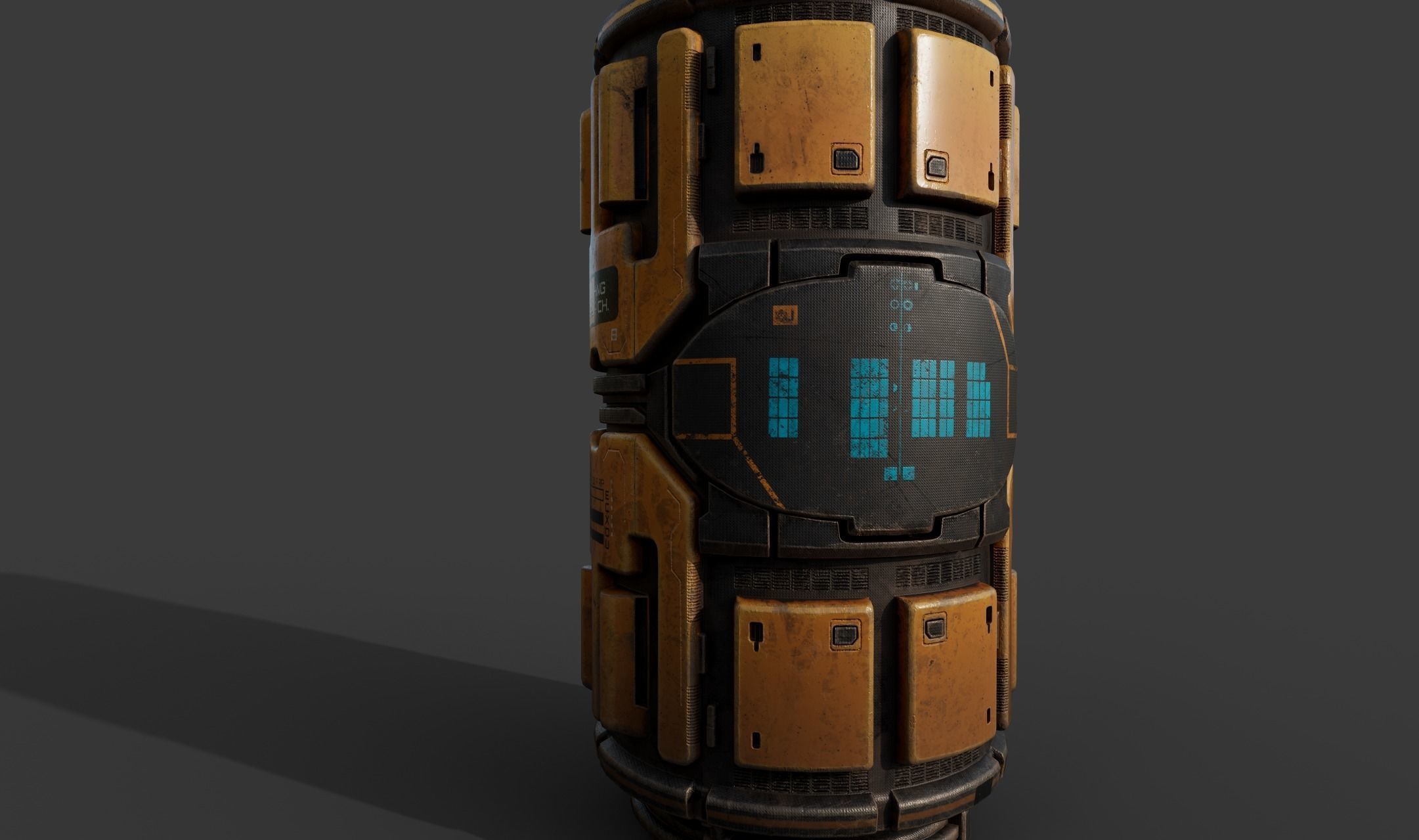 Scifi Industrial Barrel Low-poly 3D model_6