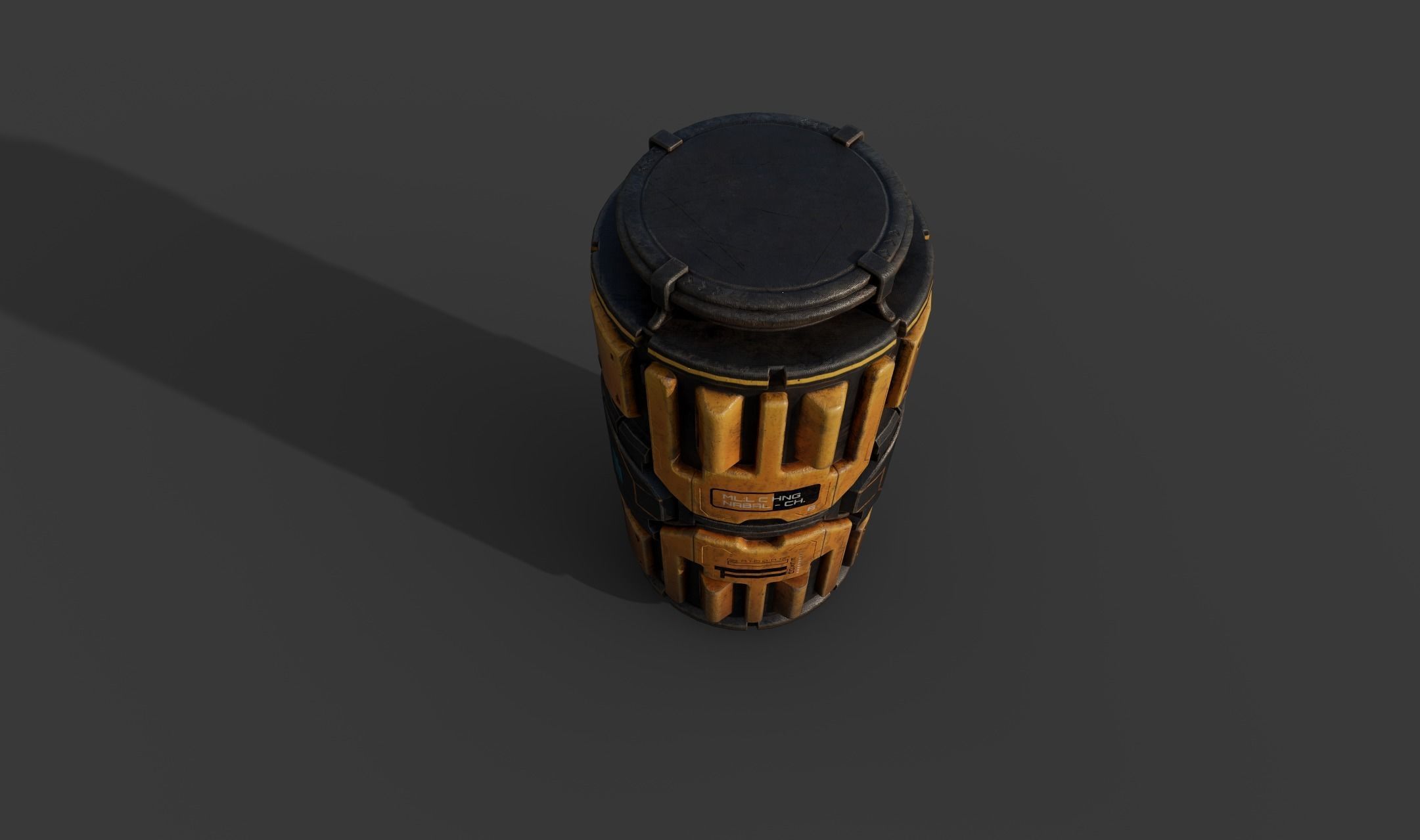 Scifi Industrial Barrel Low-poly 3D model_4